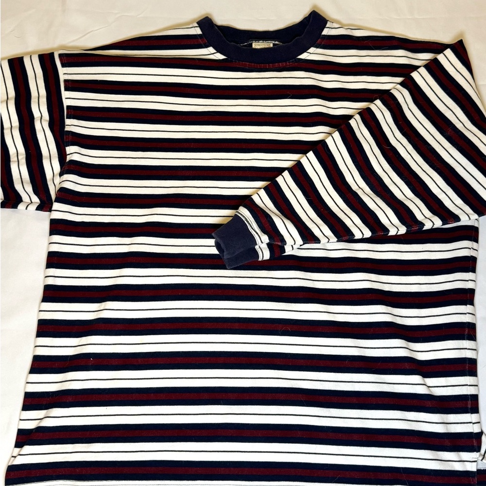 Structure Men's Long Sleeve Striped Shirt - Navy, Red, White